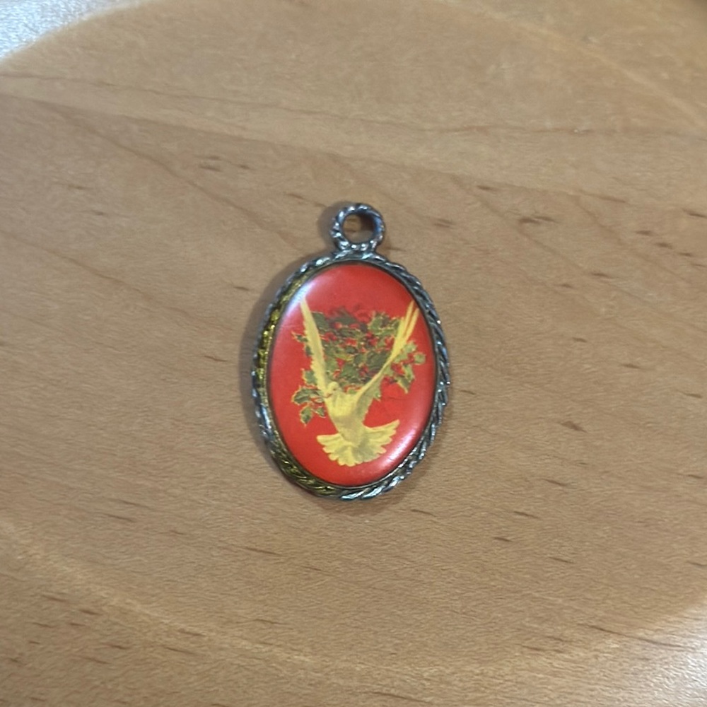 Chic Dove with Red Background Pendant Necklace